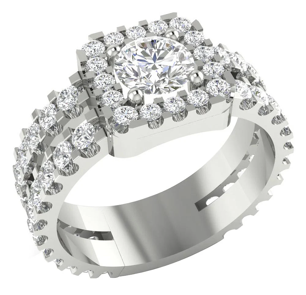 The Colby 14k Gold Natural Diamond Square Halo Solitaire Engagement Ring For Her - Image 2