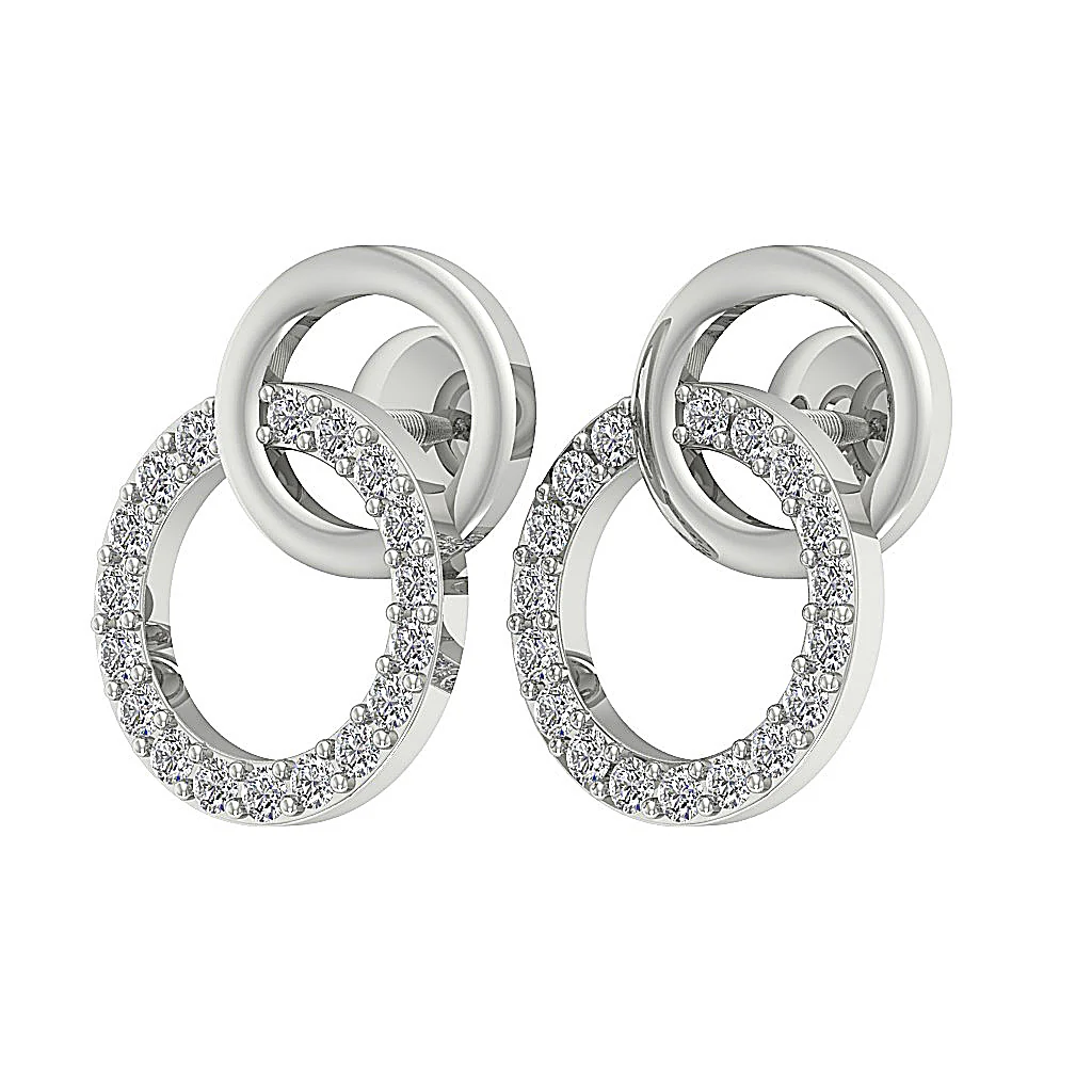 The Cole Natural Diamond Circle Fashion Stud Earring White Gold Screw Back - Image 10