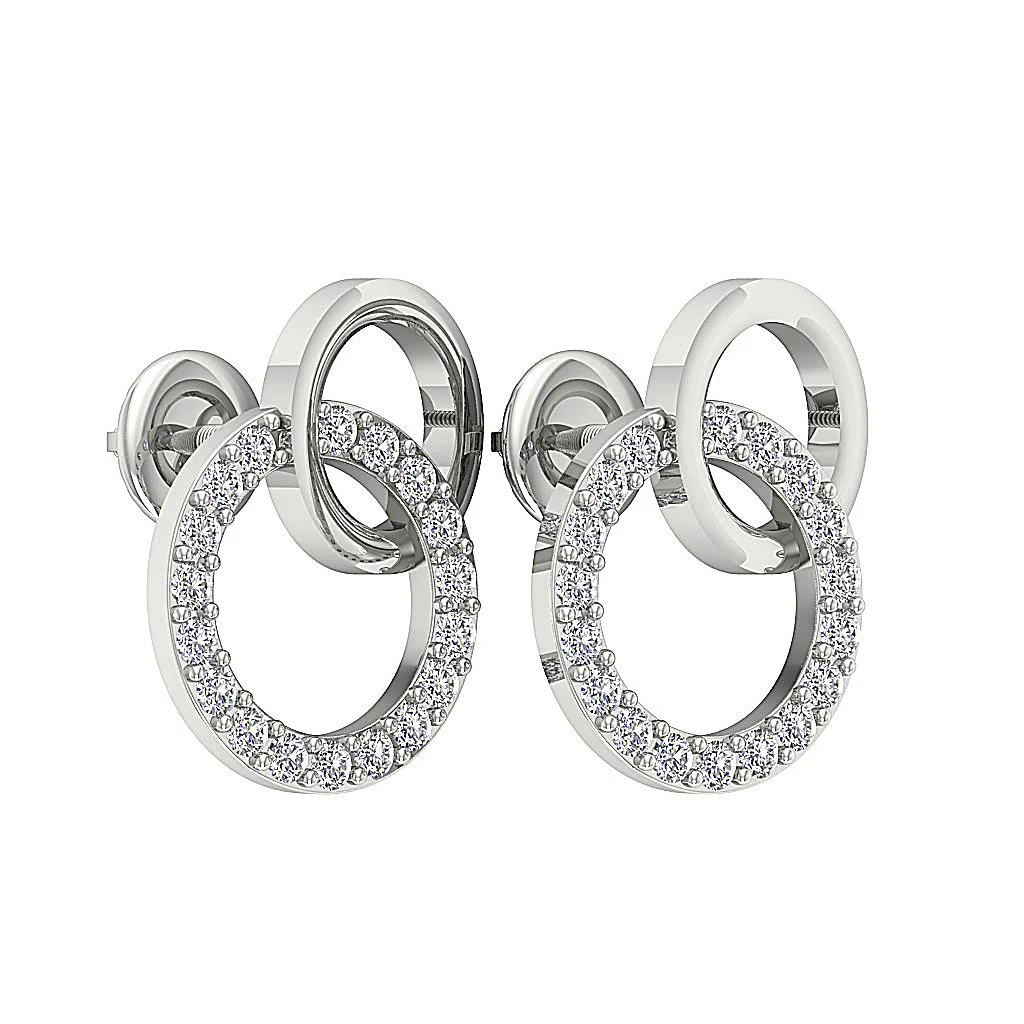 The Cole Natural Diamond Circle Fashion Stud Earring White Gold Screw Back - Image 13
