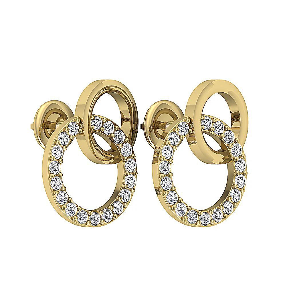 The Cole Natural Diamond Circle Fashion Stud Earring White Gold Screw Back - Image 14
