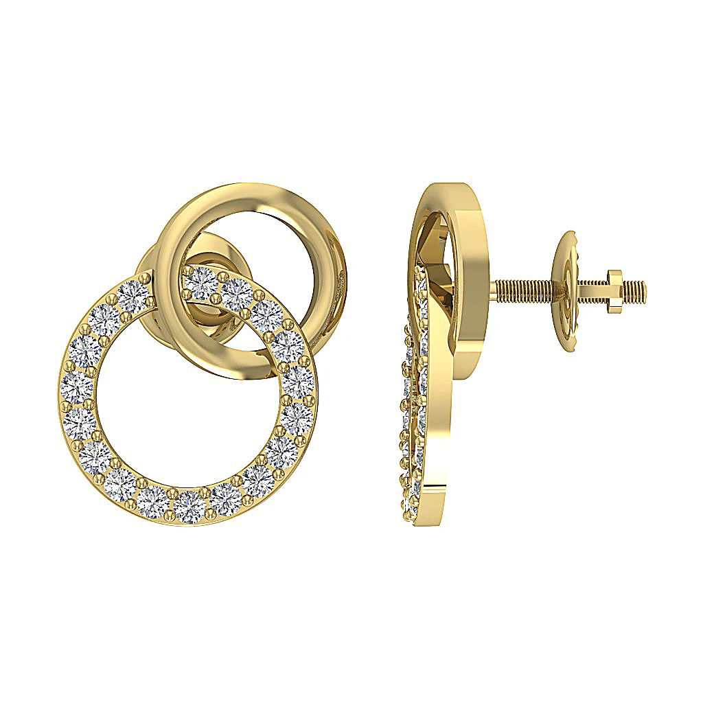 The Cole Natural Diamond Circle Fashion Stud Earring White Gold Screw Back - Image 5