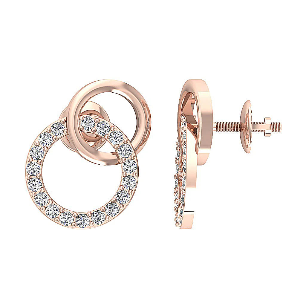 The Cole Natural Diamond Circle Fashion Stud Earring White Gold Screw Back - Image 6