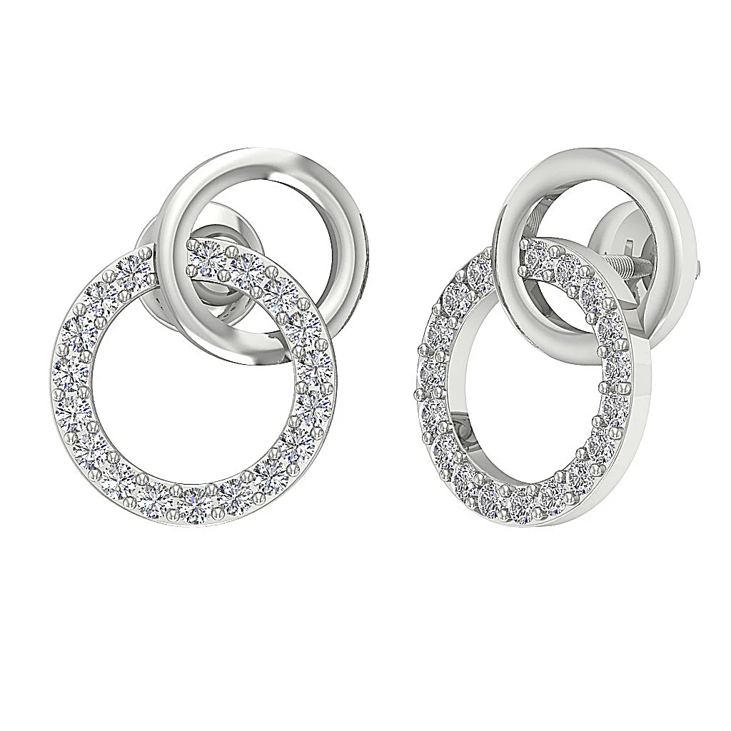 The Cole Natural Diamond Circle Fashion Stud Earring White Gold Screw Back - Image 7