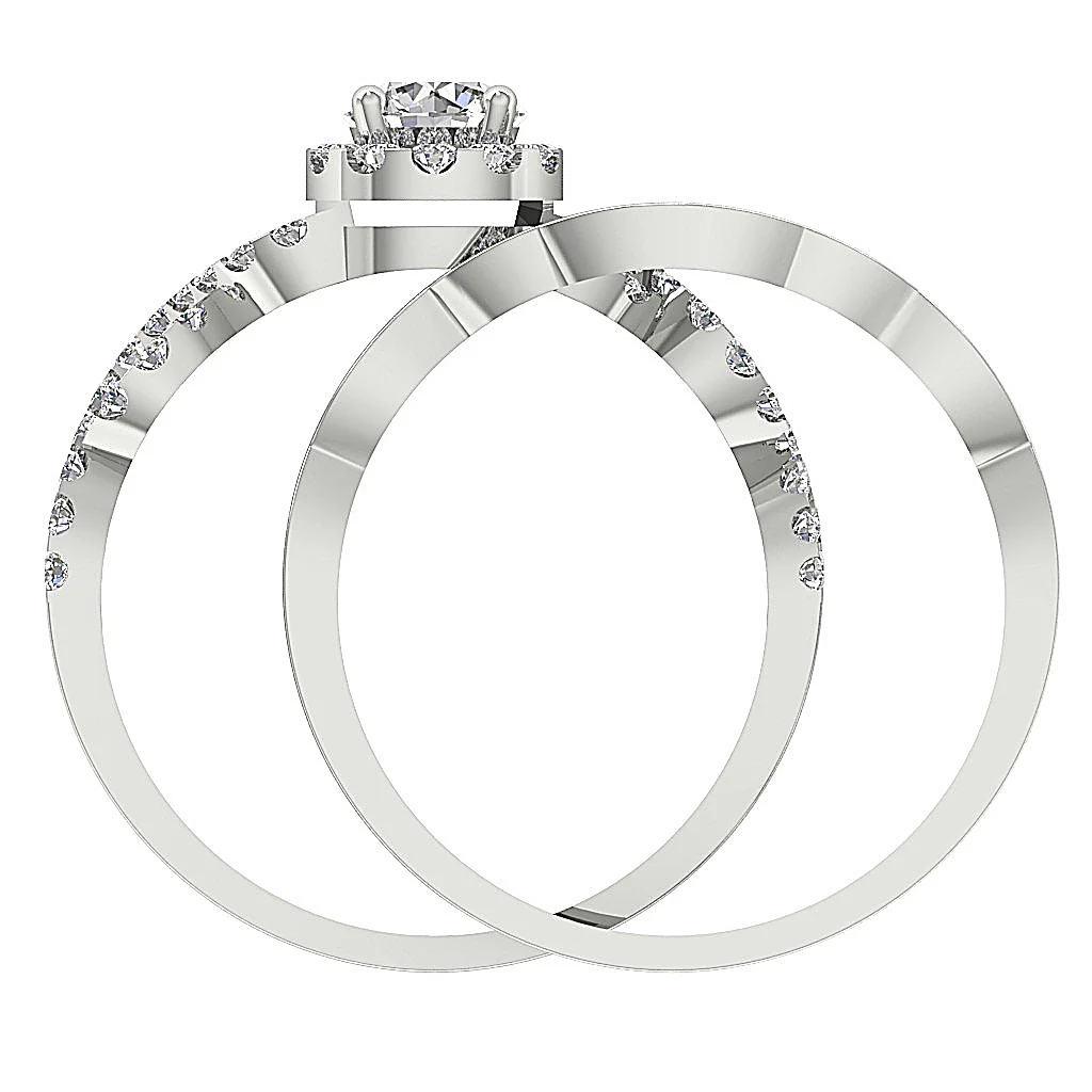 1.00Carat Round Diamond Halo Designer Bridal Wedding Ring Set 14k Yellow Gold 9.50 mm - Image 6