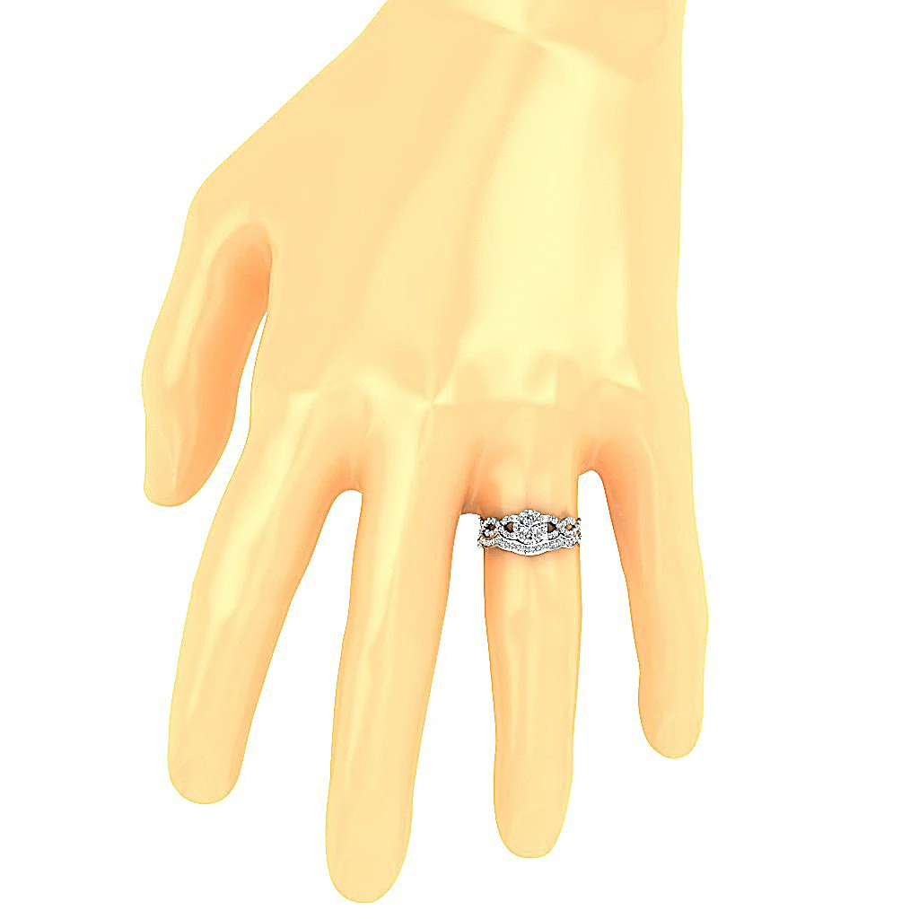 1.00Carat Round Diamond Halo Designer Bridal Wedding Ring Set 14k Yellow Gold 9.50 mm - Image 7