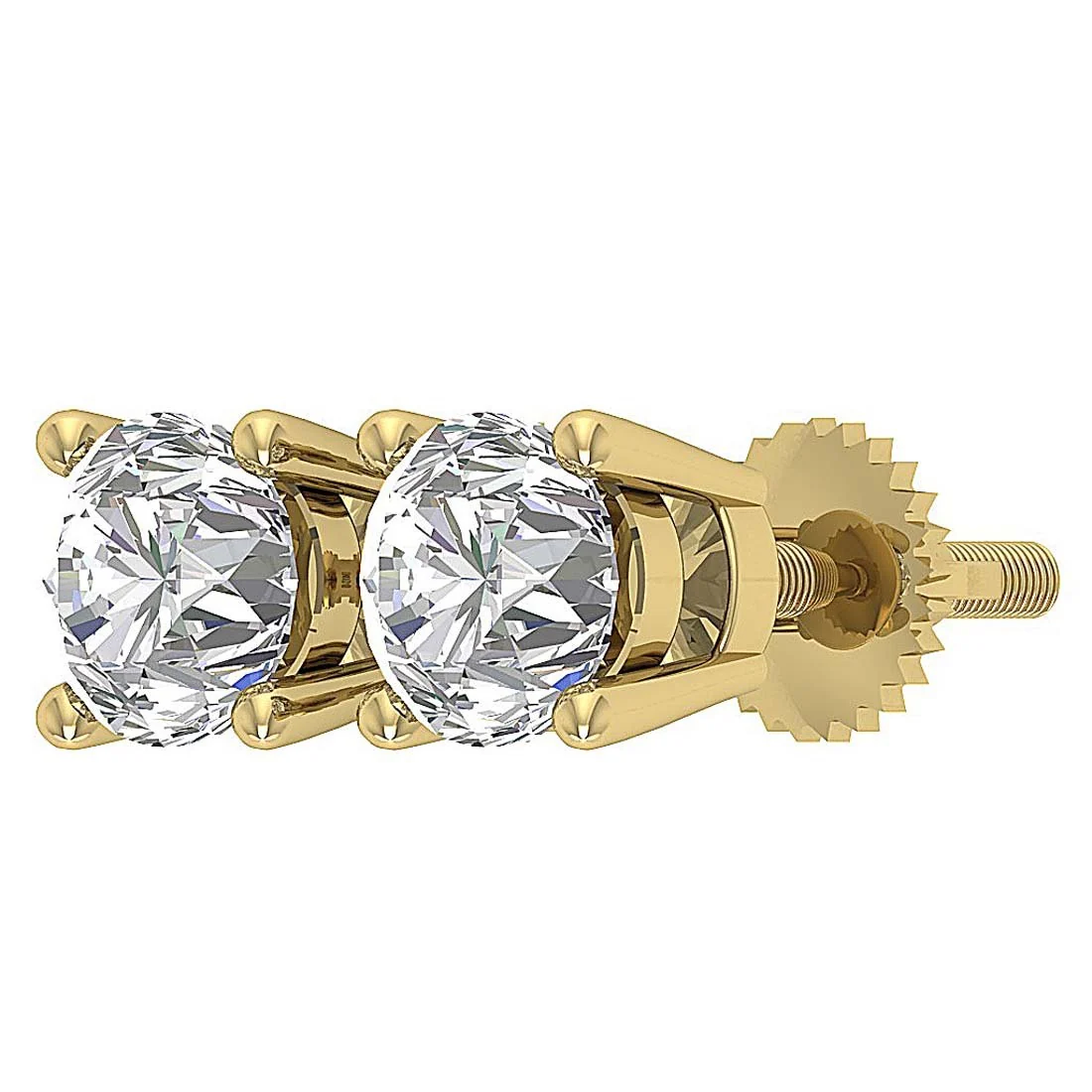 I1 G 2.10Carat Solitaire Studs Earrings with 2 diamonds 4 Prong Set 14K Rose Gold - Image 11