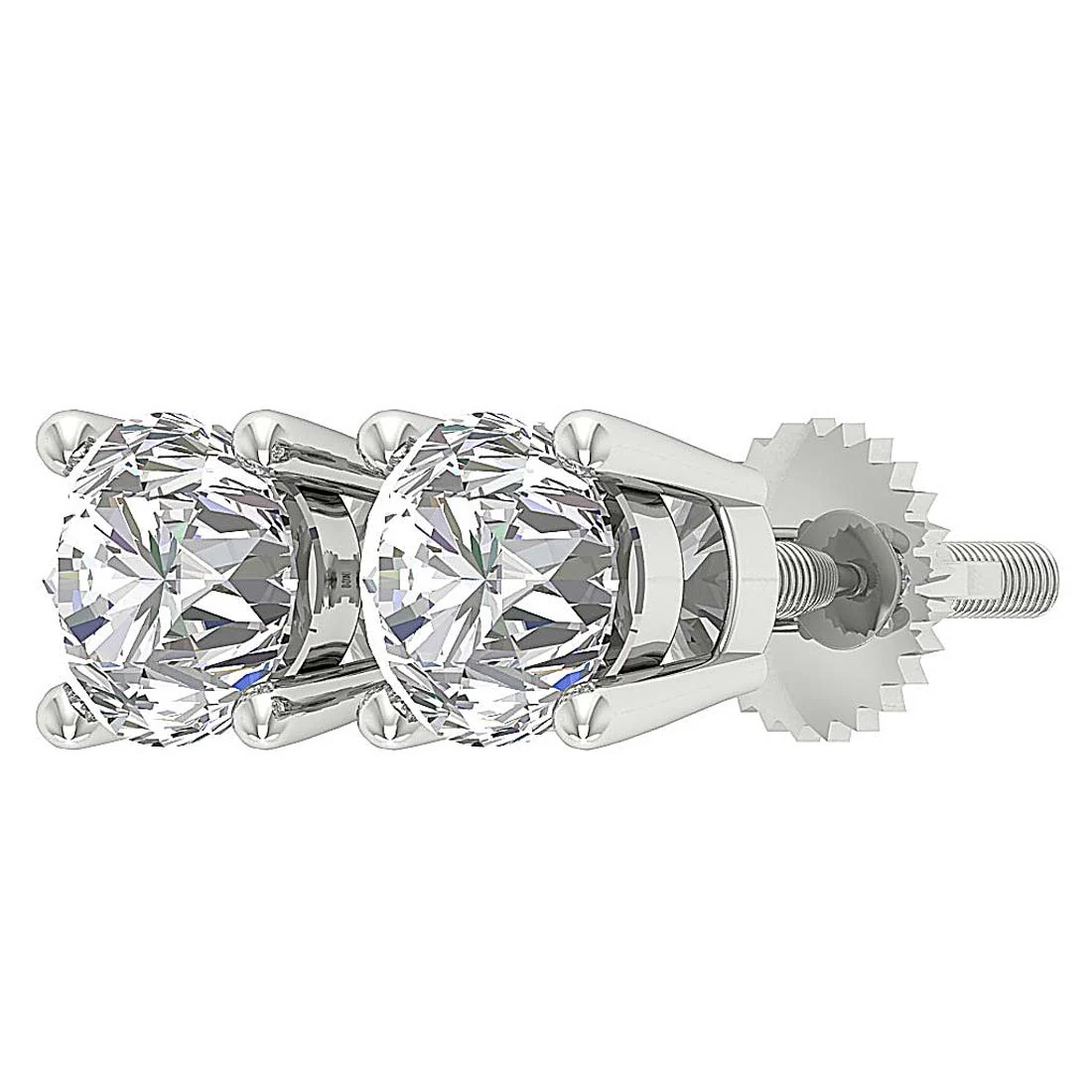 I1 G 2.10Carat Solitaire Studs Earrings with 2 diamonds 4 Prong Set 14K Rose Gold - Image 12
