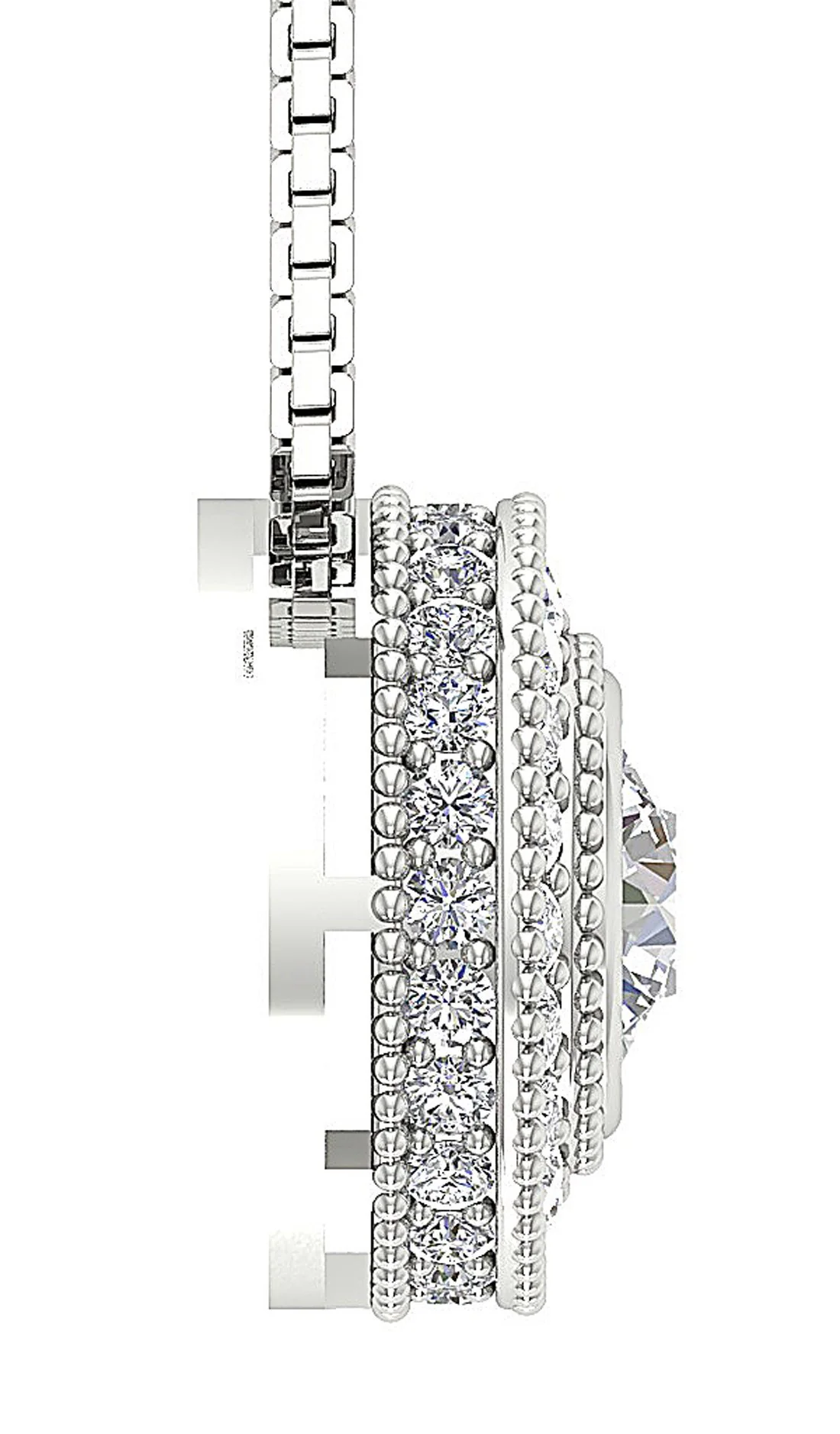 The Colin Designer Milgrain Halo Natural Round Diamond Pendant With Chain 14K White Gold - Image 7