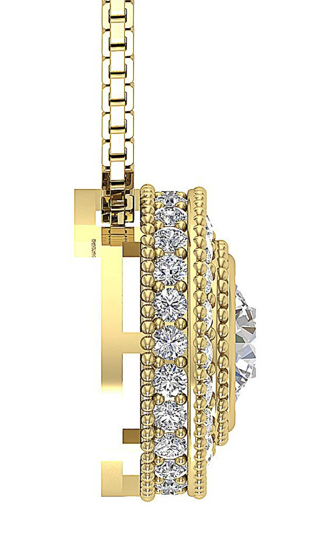 The Colin Designer Milgrain Halo Natural Round Diamond Pendant With Chain 14K White Gold - Image 8