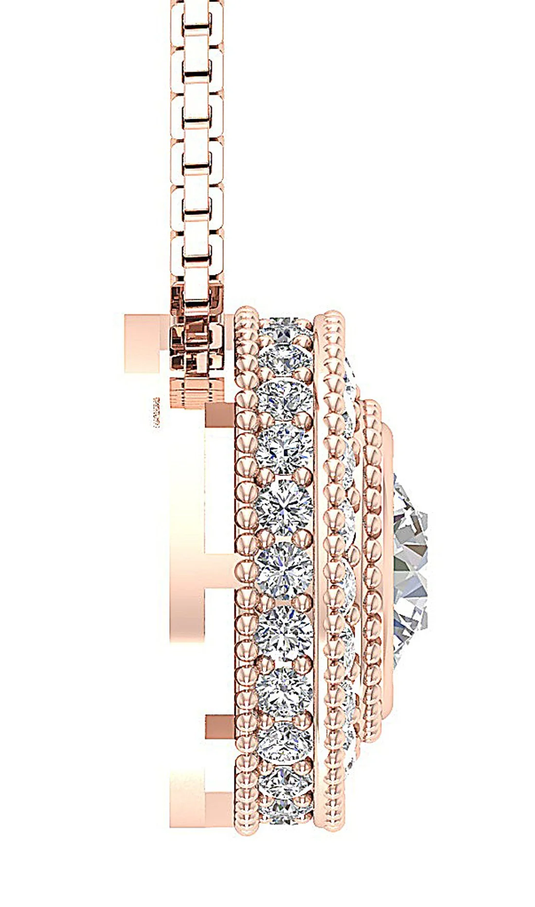 The Colin Designer Milgrain Halo Natural Round Diamond Pendant With Chain 14K White Gold - Image 9