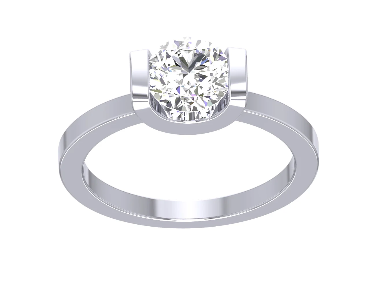 G-I1 1.25ct Natural Solitaire Diamond Ring - Bar Set Engagement Ring in Solid Gold - Image 4