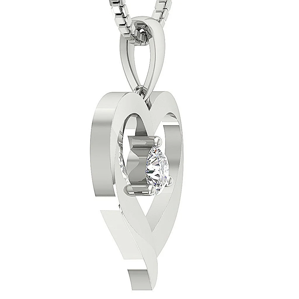The Colson Solitaire Round Cut Diamond Heart Pendant 14K Solid Gold Prong Set - Image 5
