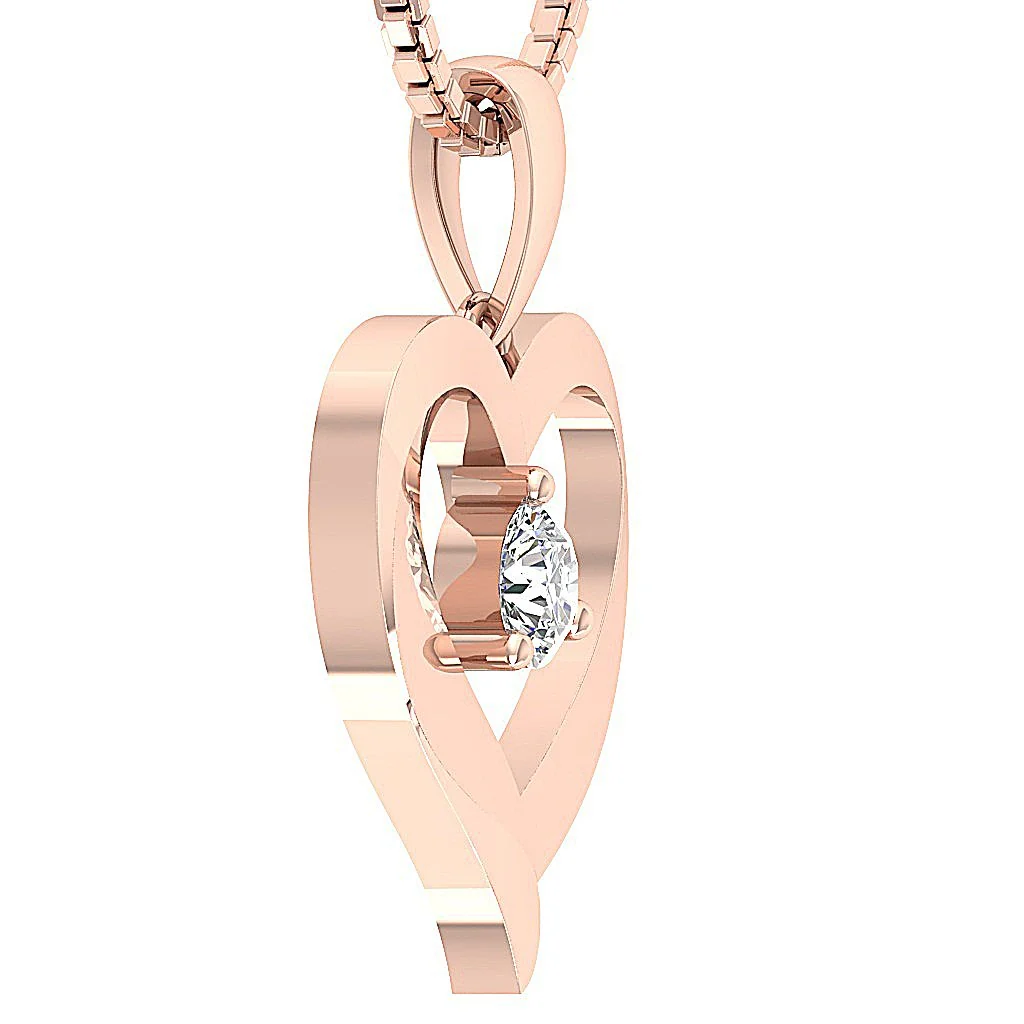 The Colson Solitaire Round Cut Diamond Heart Pendant 14K Solid Gold Prong Set - Image 7