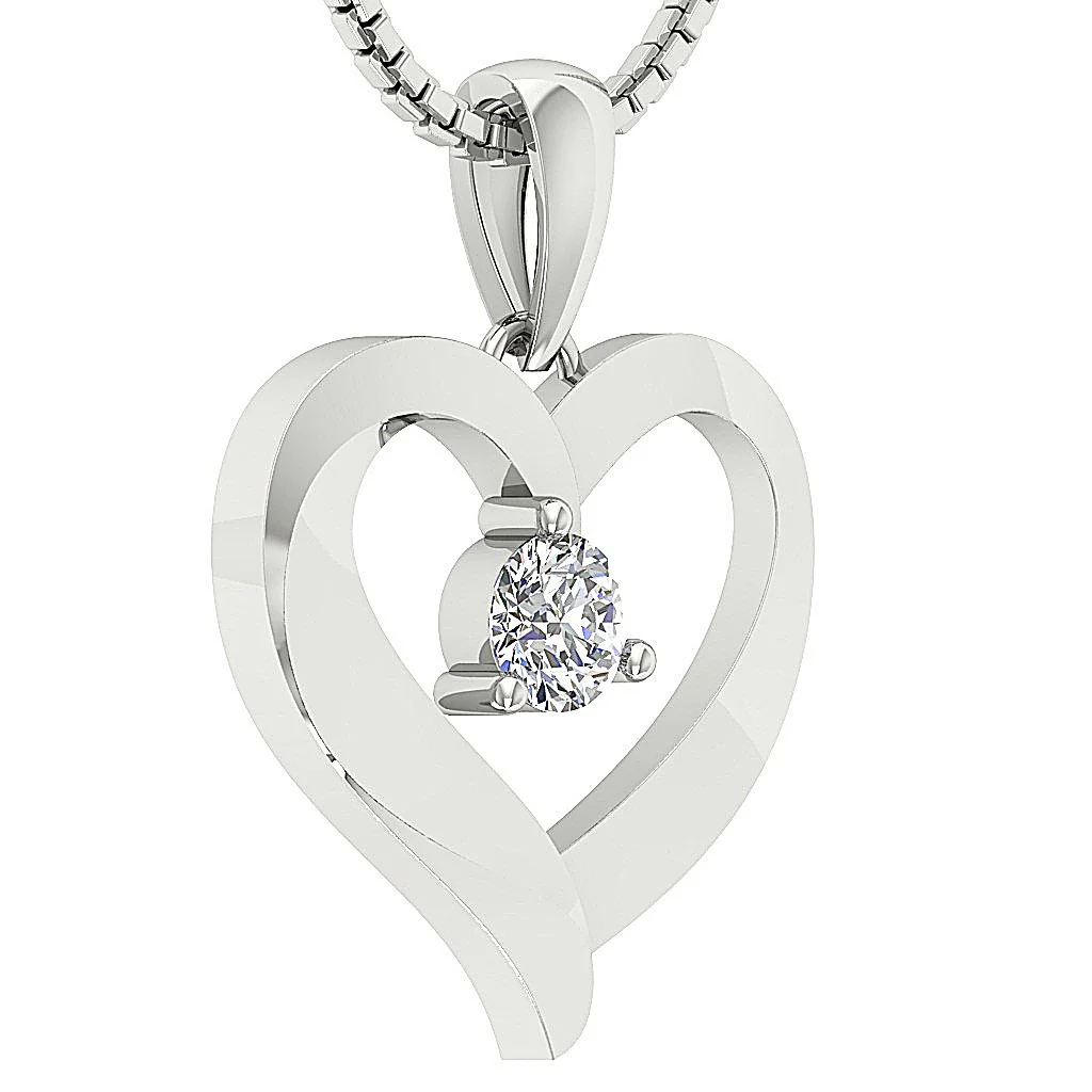 The Colson Solitaire Round Cut Diamond Heart Pendant 14K Solid Gold Prong Set - Image 9