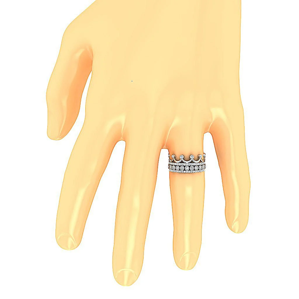 The Colson Gorgeous Crown Three Eternity Engagement Ring Yellow Gold Natural Diamond - Image 7
