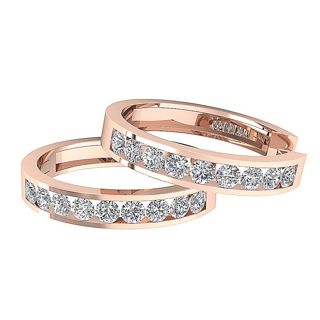 The Colt 14K Solid Gold Round Cut Diamond Hoop Earring Channel Set 0.80 Inch - Image 12