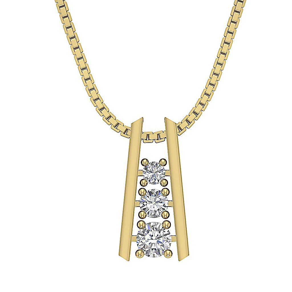 The Colton Journey Round 3 Stone Natural Diamond Fashion Pendant 14K Rose Gold - Image 3