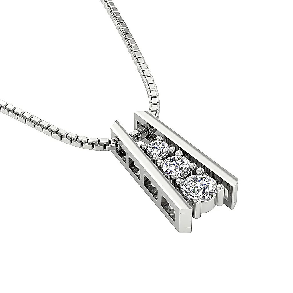 The Colton Journey Round 3 Stone Natural Diamond Fashion Pendant 14K Rose Gold - Image 4