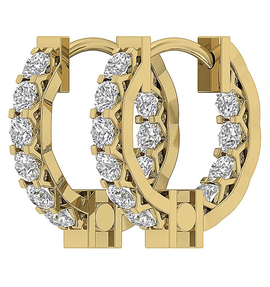 The Connor Natural Diamond 14K Rose Gold Prong Set Medium Hoops Earring For Her - Image 3