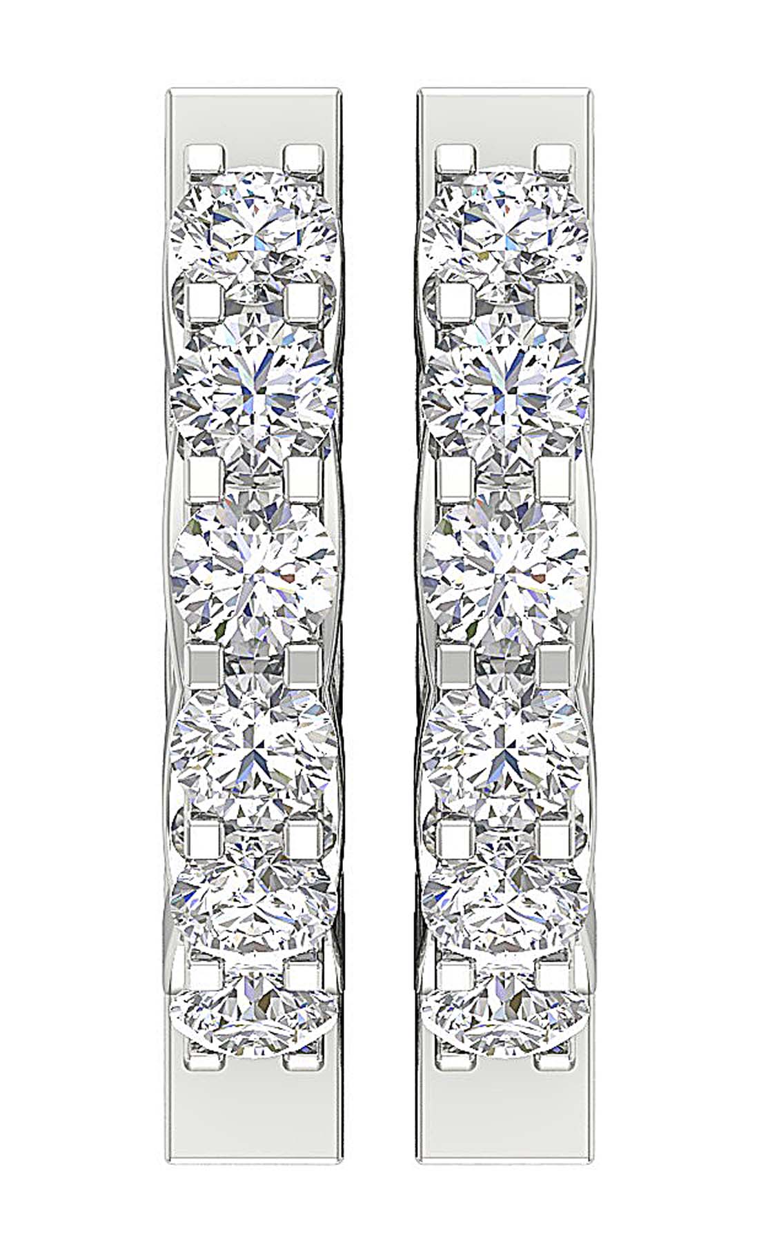 The Connor Natural Diamond 14K Rose Gold Prong Set Medium Hoops Earring For Her - Image 4