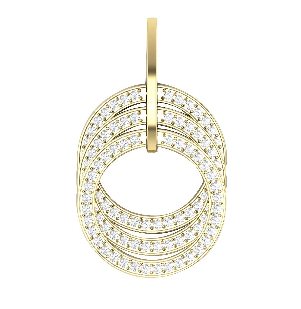 The Connor 1.50 Carat Round Diamond Yellow Gold Fashion Circle Pendant 1.40 Inch
