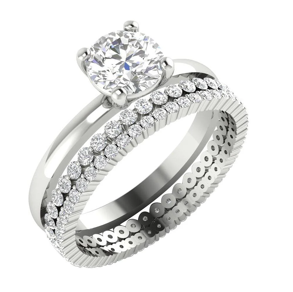 The Connor 1.05 Carat Center Solitaire Natural Diamond 2.15Ct Bridal Engagement Ring Set Gold - Image 2