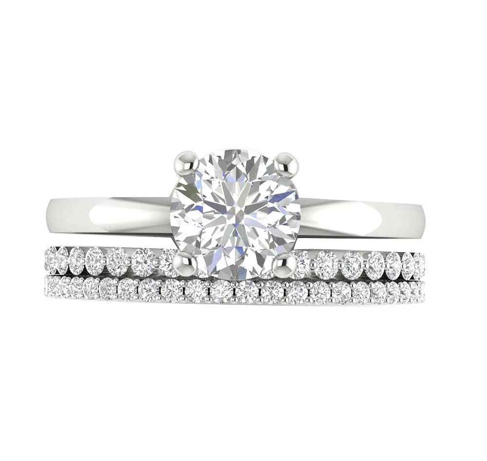 The Connor 1.05 Carat Center Solitaire Natural Diamond 2.15Ct Bridal Engagement Ring Set Gold - Image 6