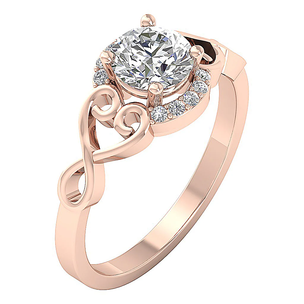 The Conor 14k Rose Gold Fancy Natural Diamond Solitaire Anniversary Ring Prong Set
