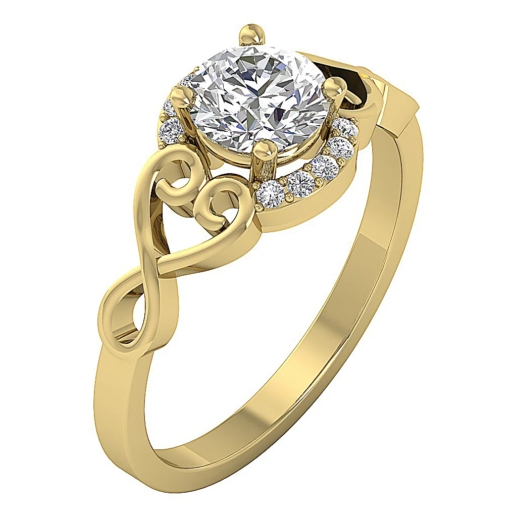 The Conor 14k Rose Gold Fancy Natural Diamond Solitaire Anniversary Ring Prong Set - Image 3