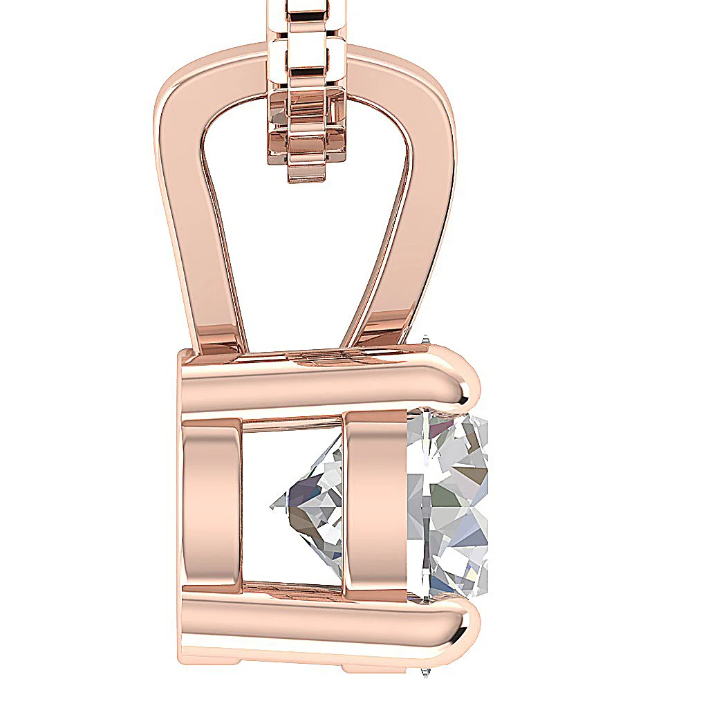 Ladies Round Brilliant Cut Solitaire Diamond I1/SI1 G 0.50-1.00Ct Pendant Necklace 14K Solid Gold - Image 4