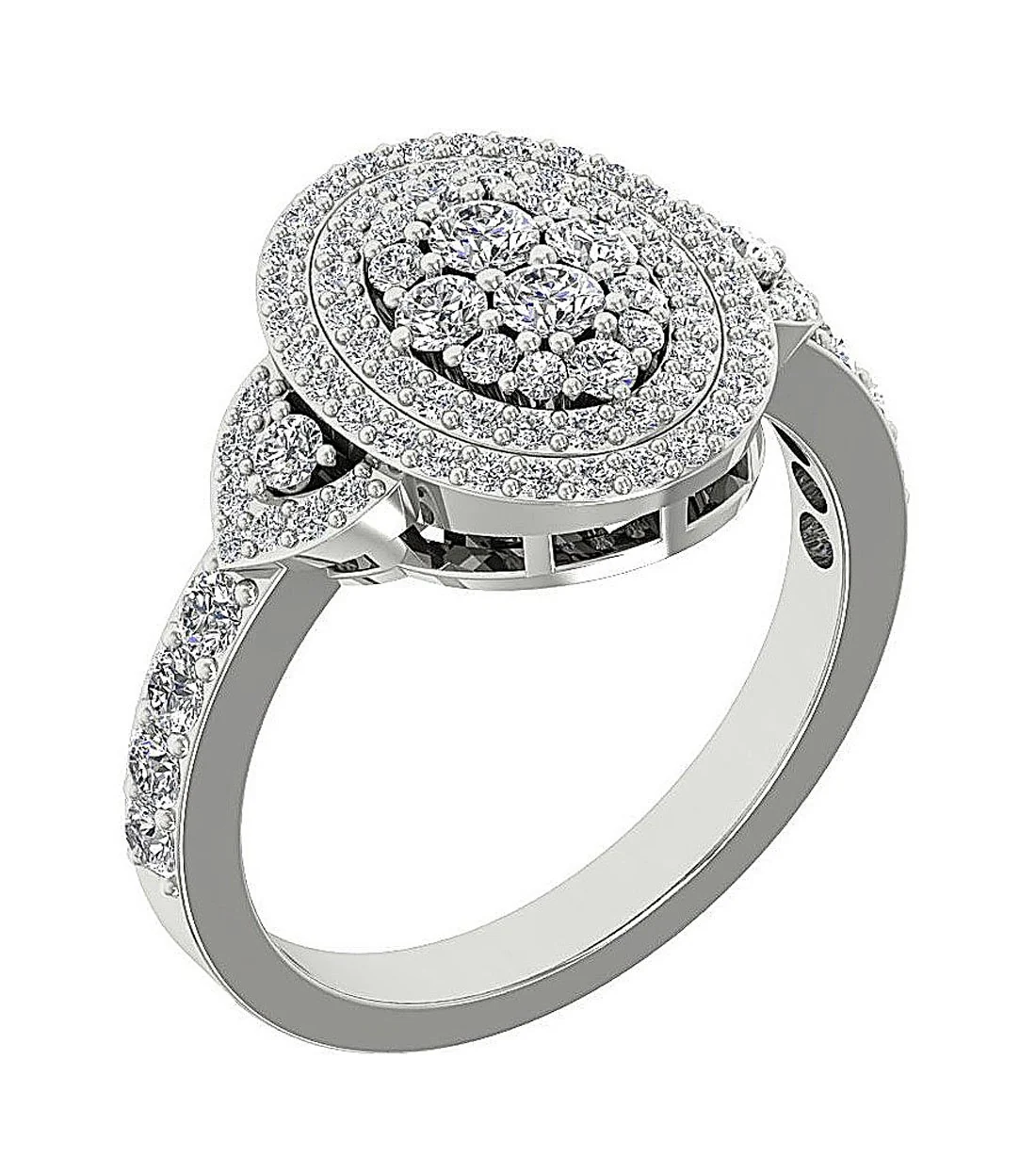 The Corey Elegant Double Halo Round Diamond Right Hand Wedding Ring 14K Yellow Gold - Image 2
