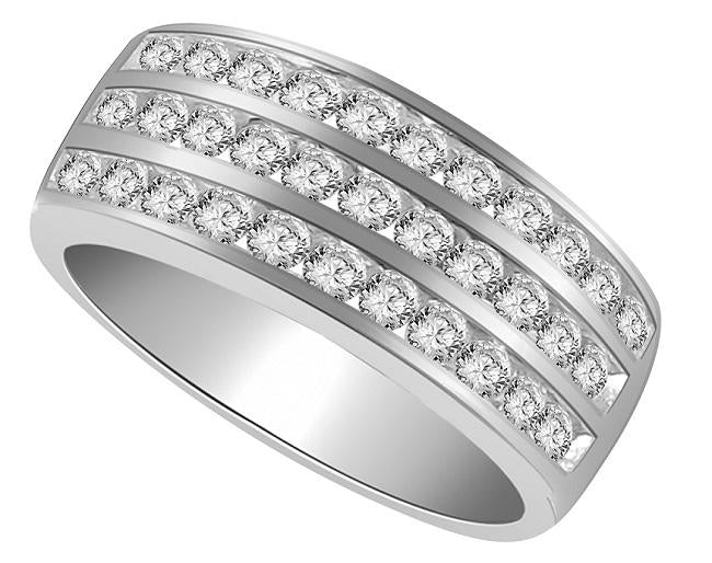 The Creed Three Row Channel Set Round Diamond Right Hand Wedding Ring 14K Gold - Image 3