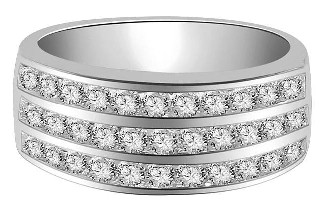 The Creed Three Row Channel Set Round Diamond Right Hand Wedding Ring 14K Gold - Image 4