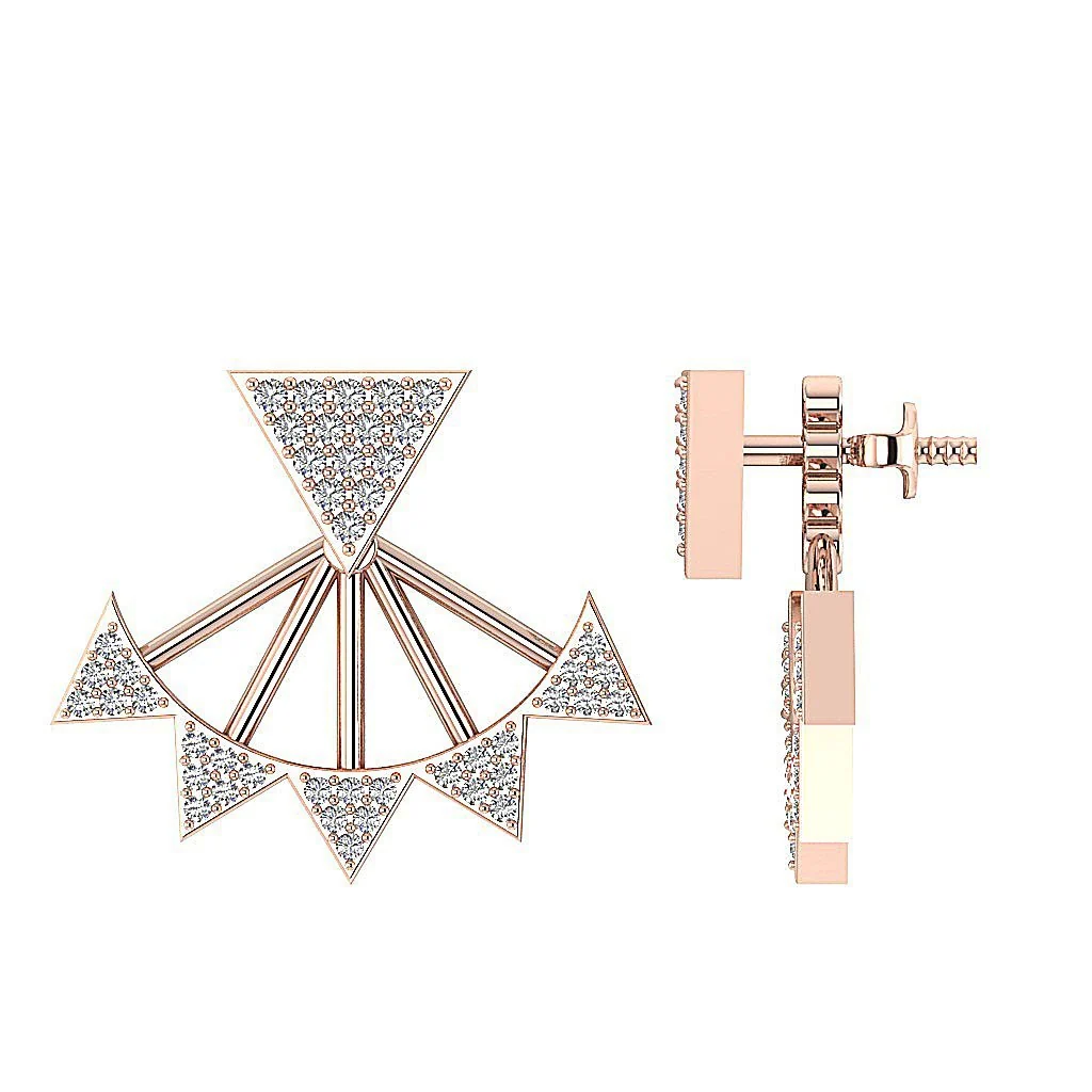 The Crew Fancy Removable Jacket Stud Earring Natural Diamond 14K Rose Gold