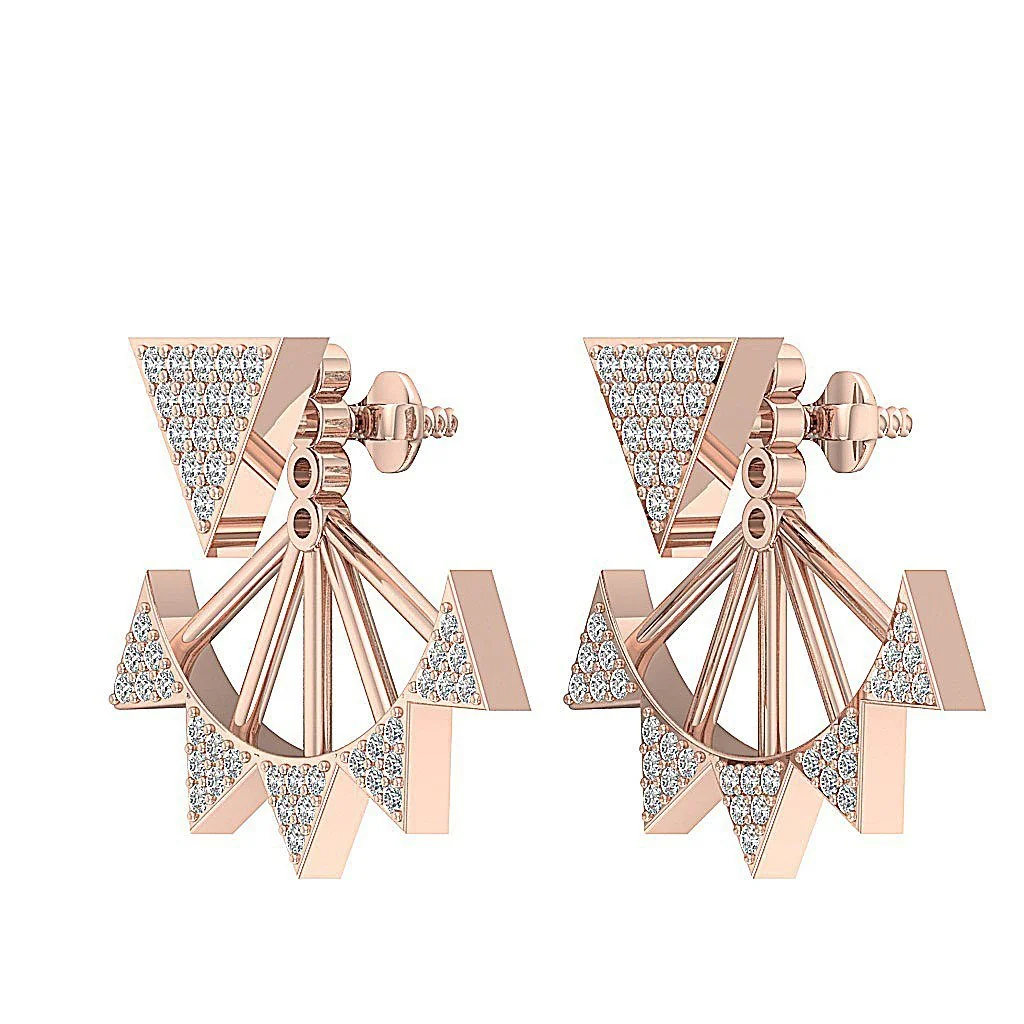 The Crew Fancy Removable Jacket Stud Earring Natural Diamond 14K Rose Gold - Image 10