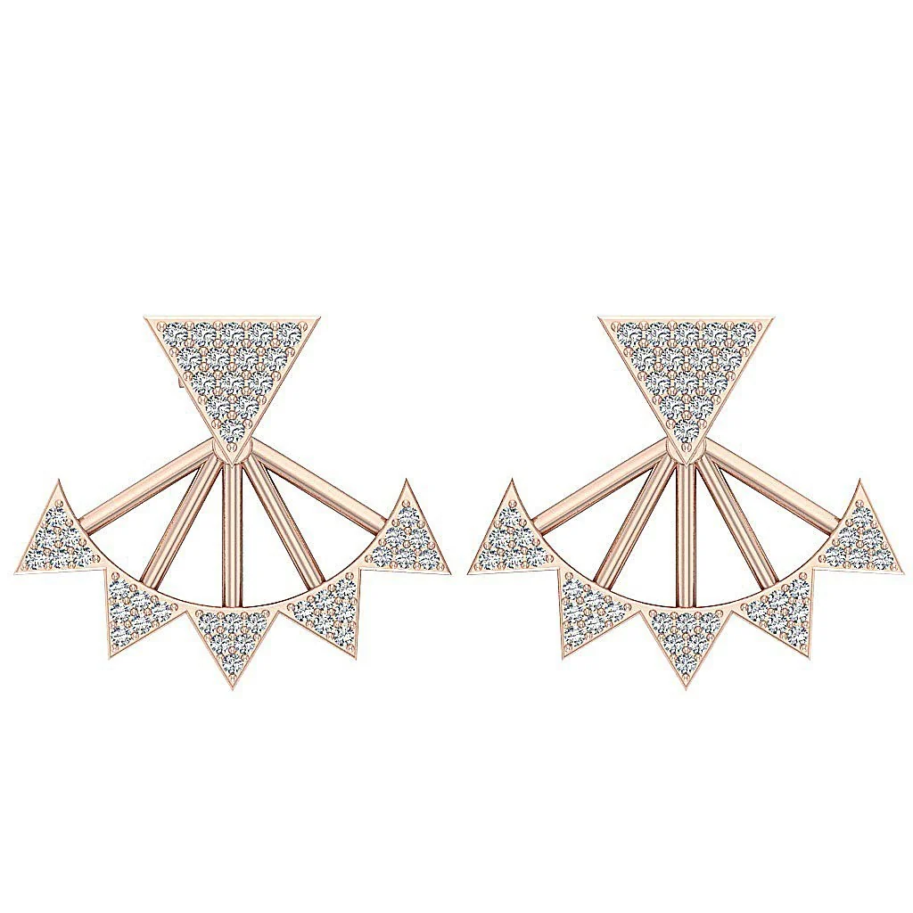 The Crew Fancy Removable Jacket Stud Earring Natural Diamond 14K Rose Gold - Image 2