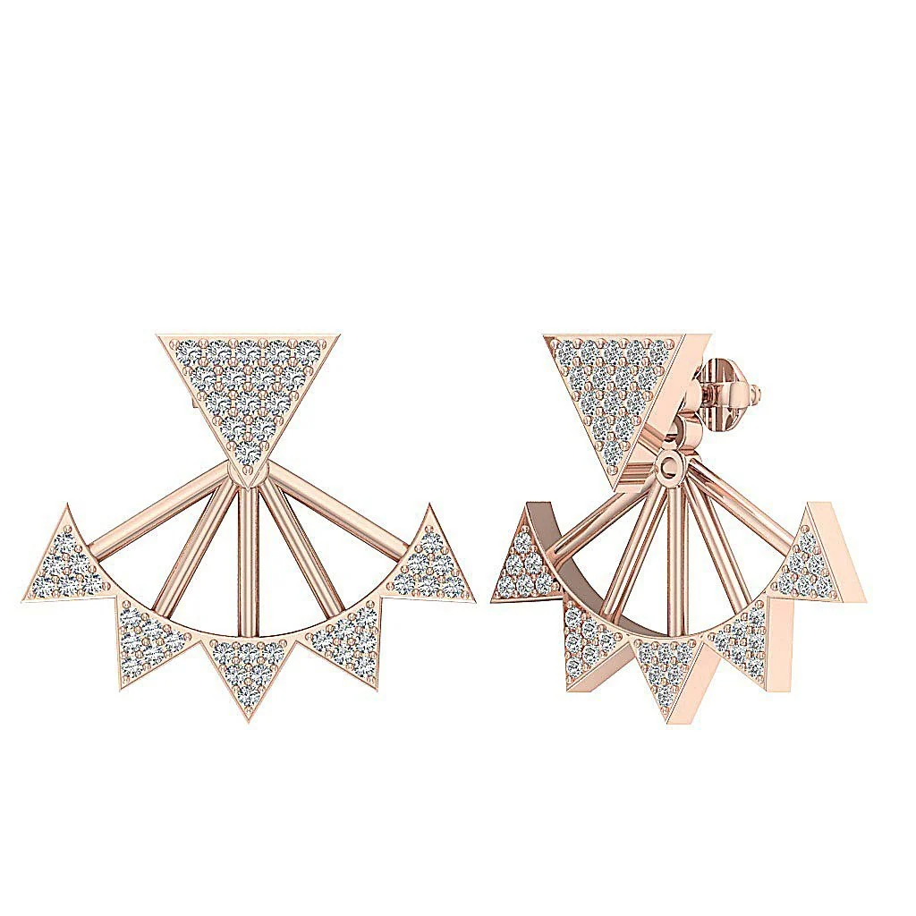 The Crew Fancy Removable Jacket Stud Earring Natural Diamond 14K Rose Gold - Image 5