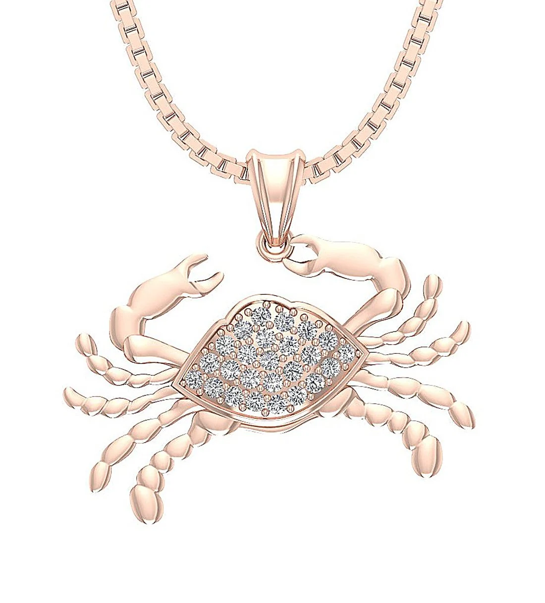 The Crew Prong Set Natural Diamond Cancer Zodiac Sign Fashion Pendant White Gold - Image 2