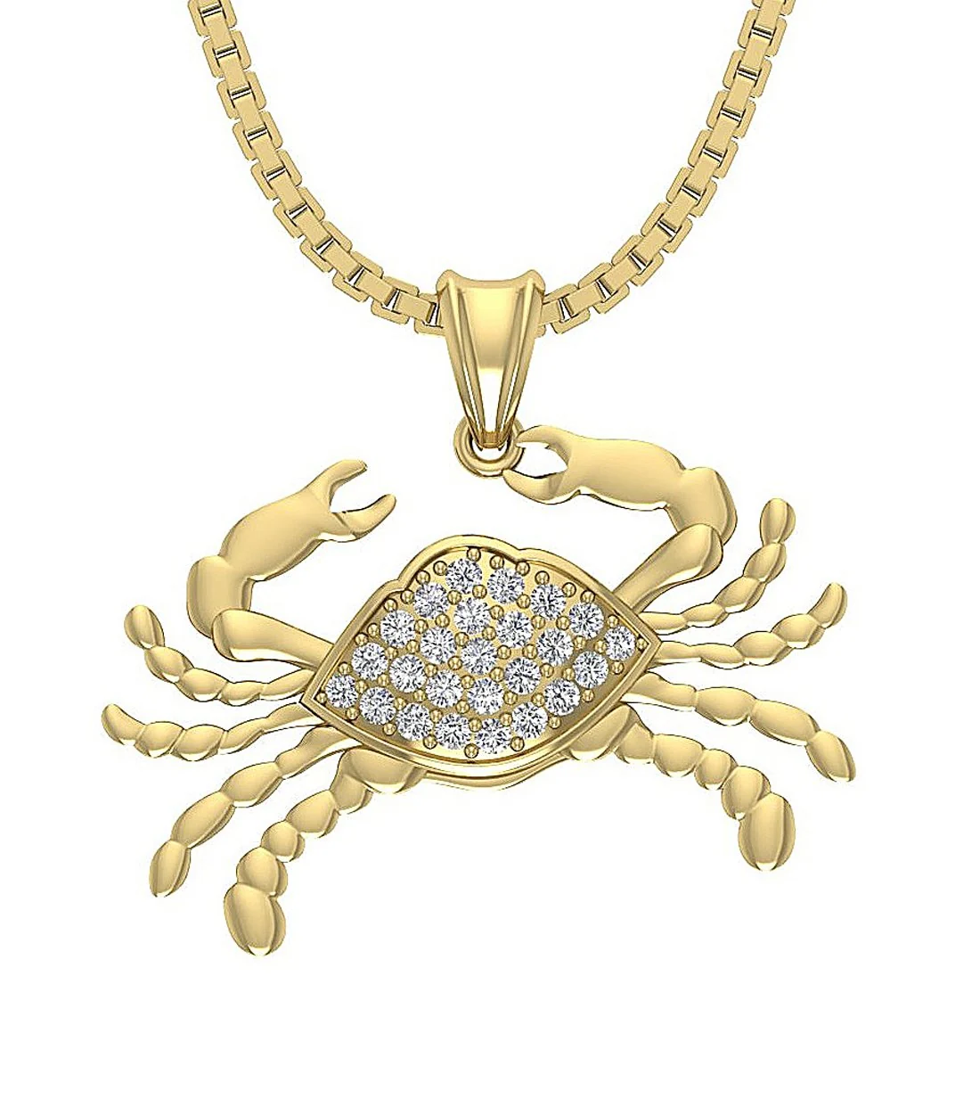 The Crew Prong Set Natural Diamond Cancer Zodiac Sign Fashion Pendant White Gold - Image 3