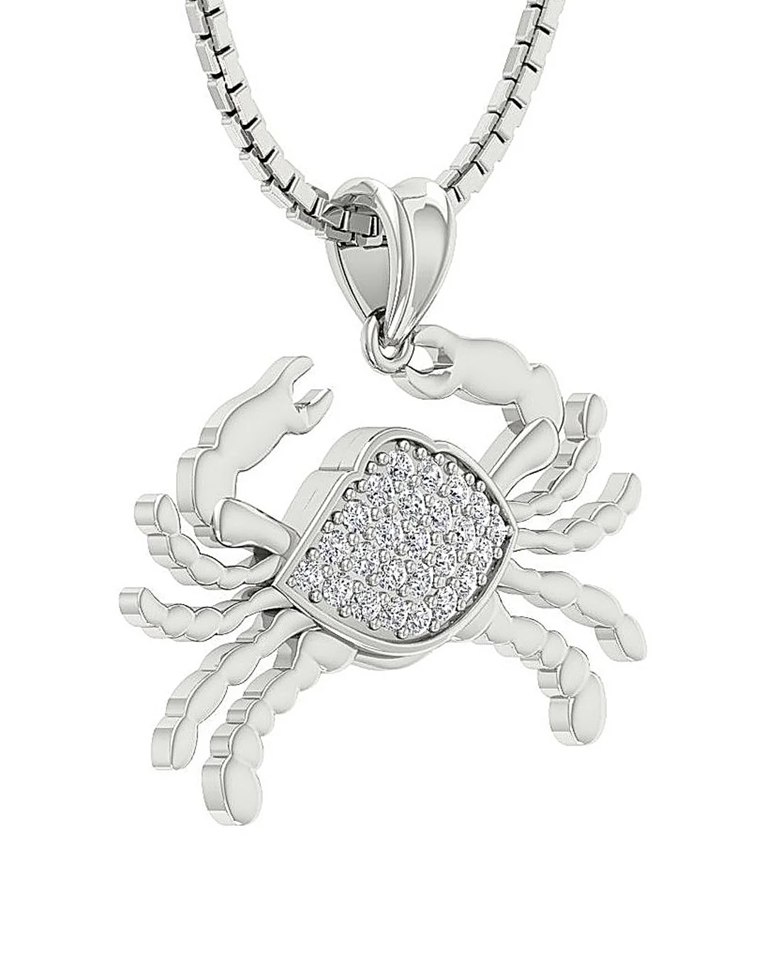The Crew Prong Set Natural Diamond Cancer Zodiac Sign Fashion Pendant White Gold - Image 5