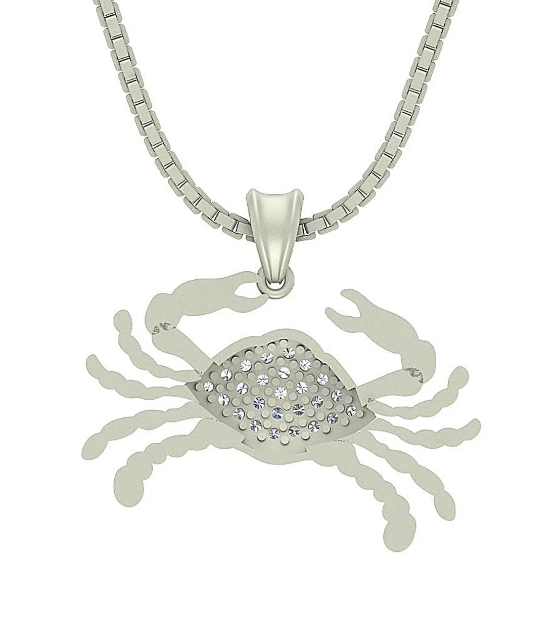 The Crew Prong Set Natural Diamond Cancer Zodiac Sign Fashion Pendant White Gold - Image 7