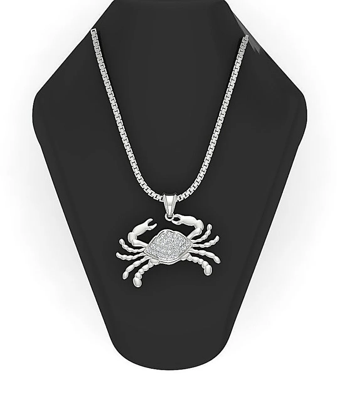 The Crew Prong Set Natural Diamond Cancer Zodiac Sign Fashion Pendant White Gold - Image 8