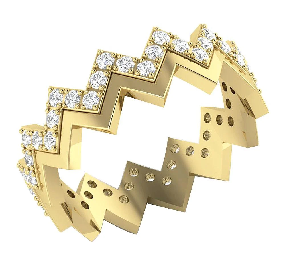 The Crew Fancy Zigzag Full Eternity Round Cut Diamond Ring 14K White Solid Gold 6.70 mm - Image 3