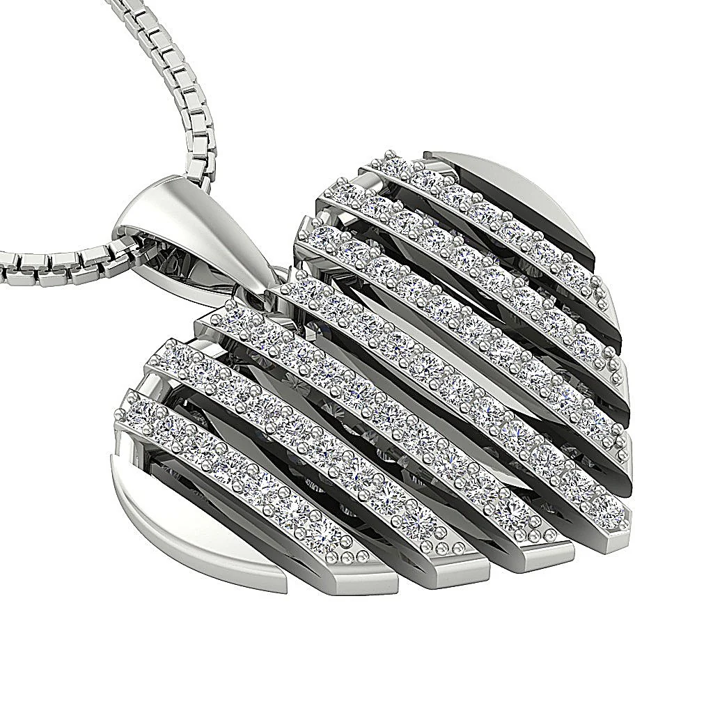 The Cristian Genuine Diamond 14K Solid Yellow Gold Designer Heart Pendant Prong Set - Image 3