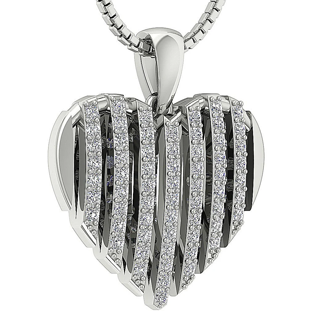 The Cristian Genuine Diamond 14K Solid Yellow Gold Designer Heart Pendant Prong Set - Image 5