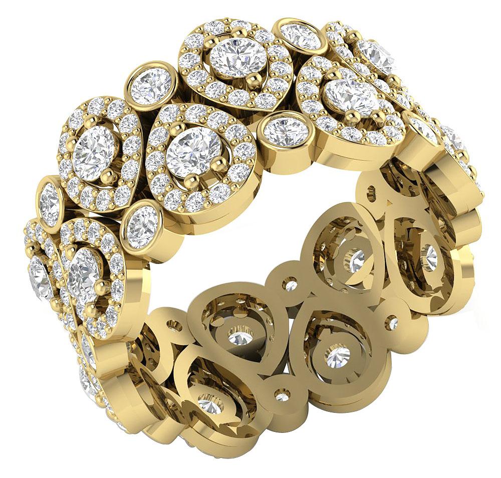 The Cristian Gorgeous Halo Set Round Cut Diamond Yellow Gold Eternity Wedding Ring