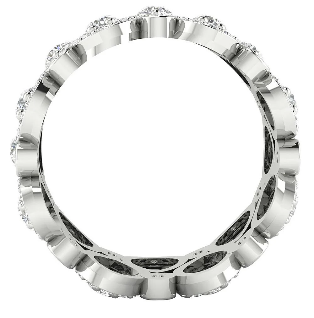 The Cristian Gorgeous Halo Set Round Cut Diamond Yellow Gold Eternity Wedding Ring - Image 6