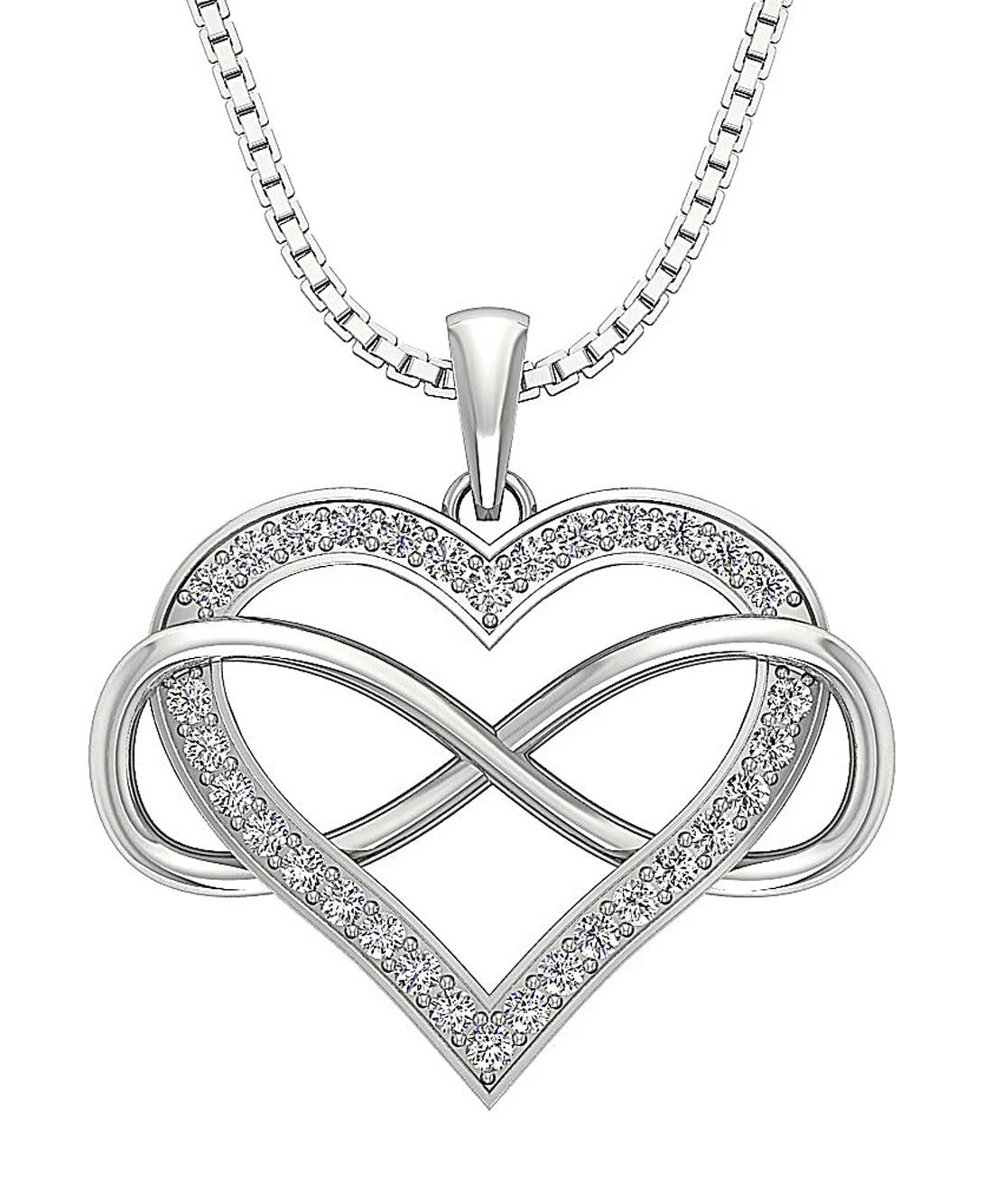The Cruz Round Cut Diamond Infinite Knots Heart Pendant Yellow Gold Prong Set - Image 2