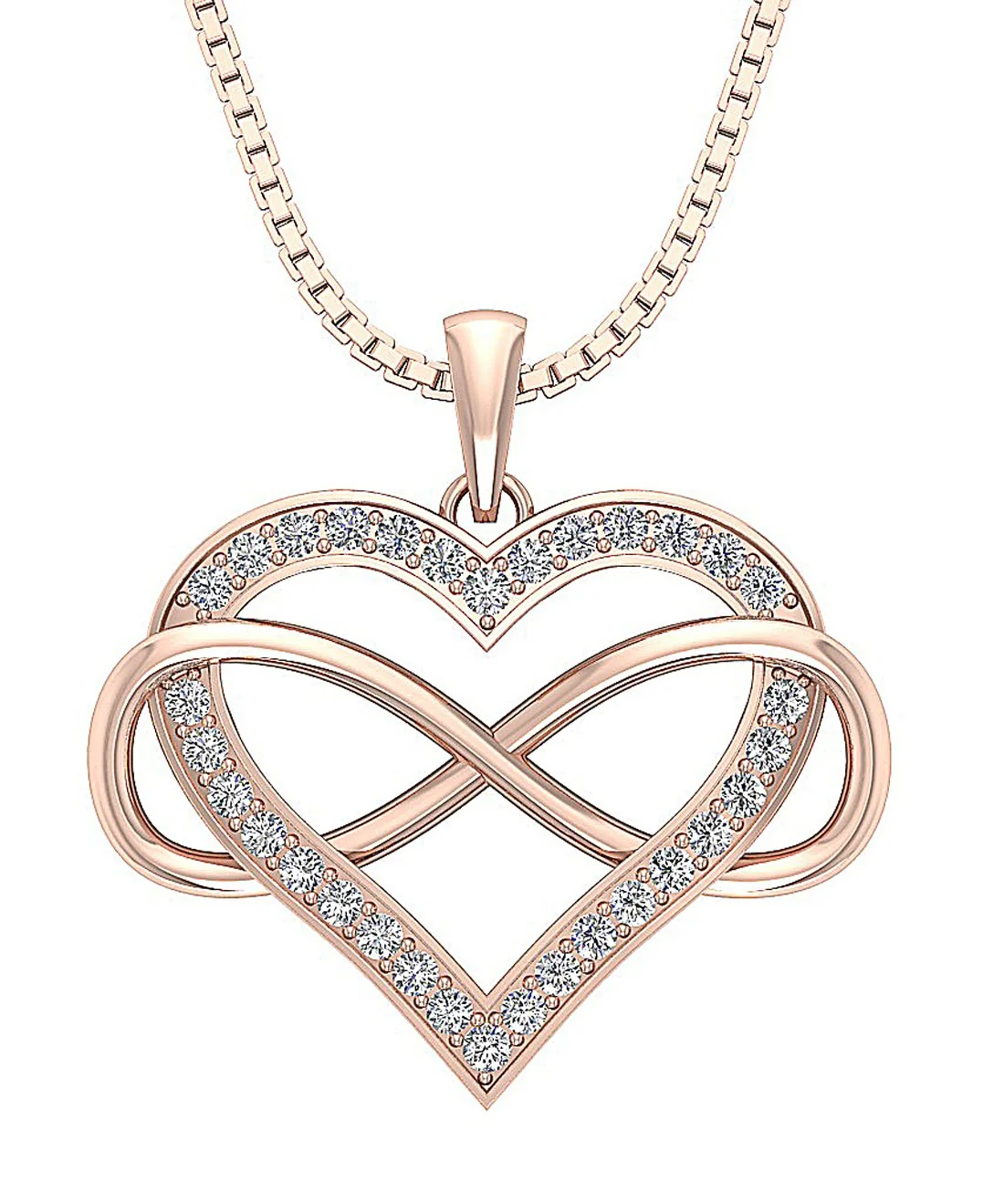 The Cruz Round Cut Diamond Infinite Knots Heart Pendant Yellow Gold Prong Set - Image 3