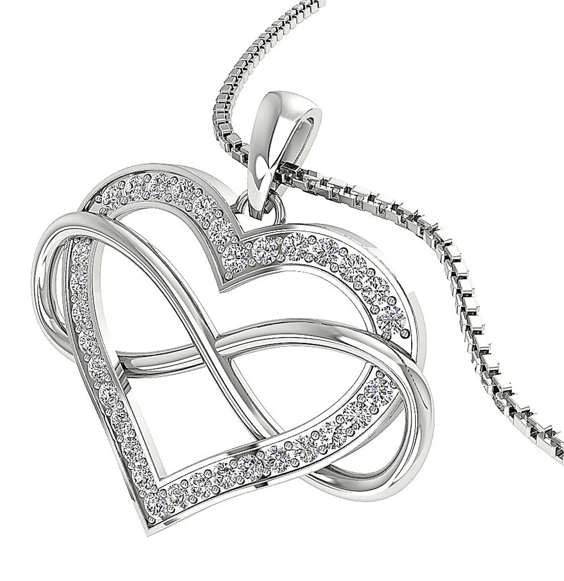 The Cruz Round Cut Diamond Infinite Knots Heart Pendant Yellow Gold Prong Set - Image 4